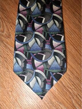 VINTAGE Jerry Garcia Silk Tie Multicoilor Abstract Art